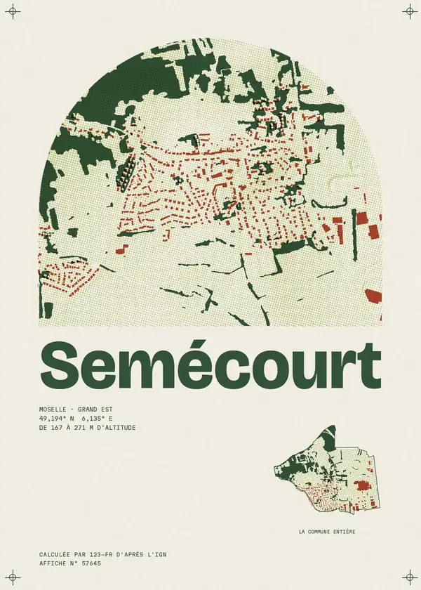 Affiche de Semécourt, calculée par 123-fr d'après l'IGN