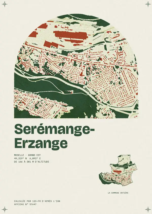 Affiche de Serémange-Erzange, calculée par 123-fr d'après l'IGN