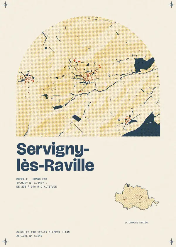 Affiche de Servigny-lès-Raville, calculée par 123-fr d'après l'IGN