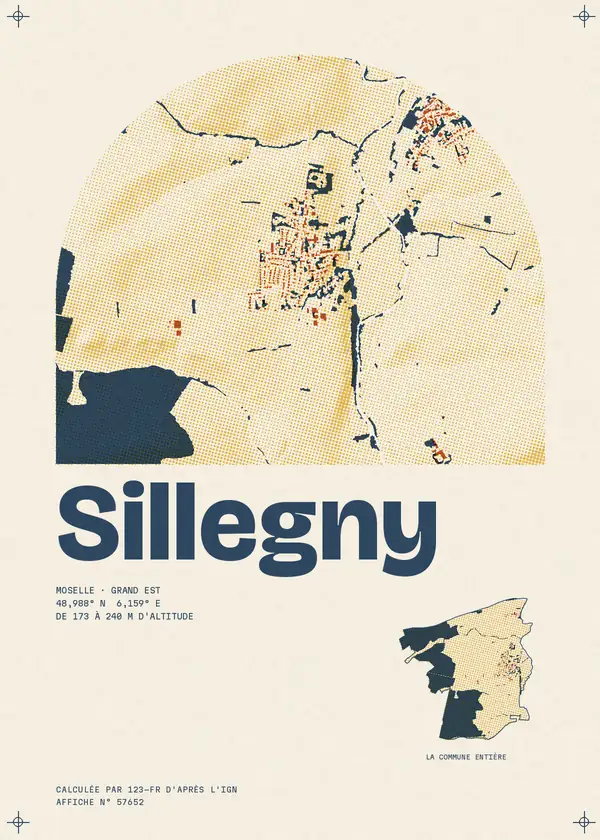 Affiche de Sillegny, calculée par 123-fr d'après l'IGN