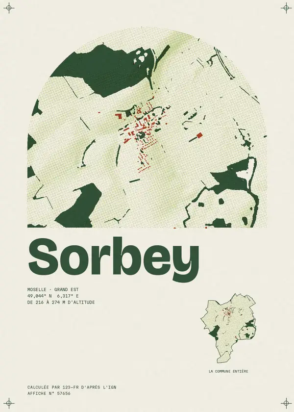 Affiche de Sorbey, calculée par 123-fr d'après l'IGN