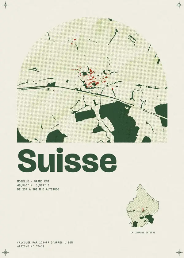Affiche de Suisse, calculée par 123-fr d'après l'IGN