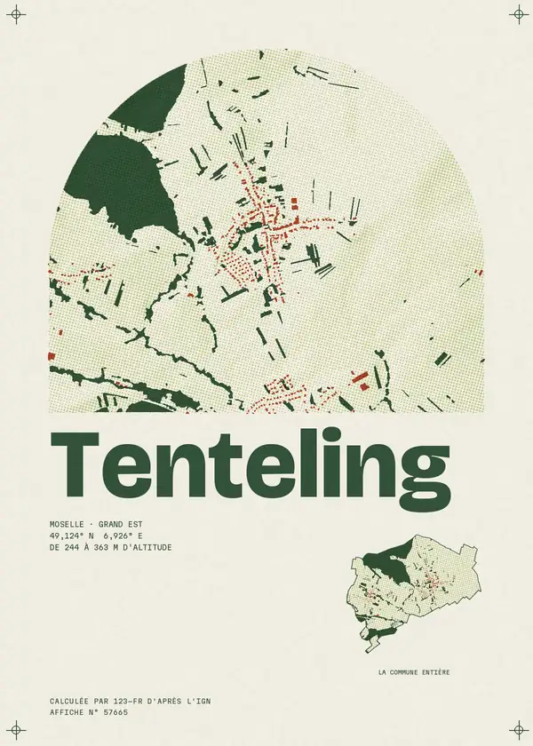 Affiche de Tenteling, calculée par 123-fr d'après l'IGN