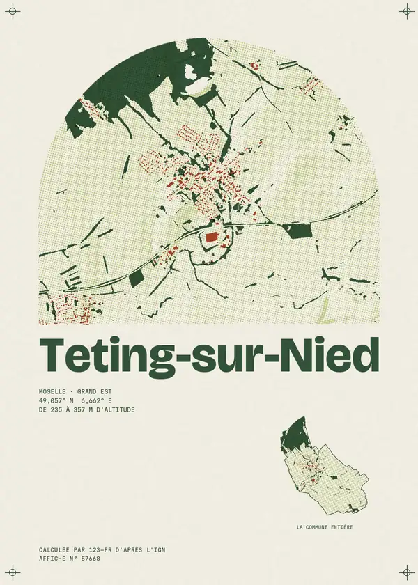 Affiche de Teting-sur-Nied, calculée par 123-fr d'après l'IGN