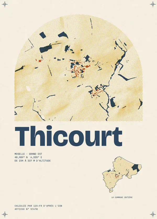 Affiche de Thicourt, calculée par 123-fr d'après l'IGN