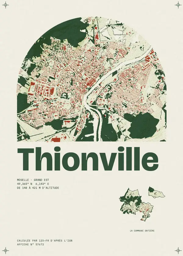 Affiche de Thionville, calculée par 123-fr d'après l'IGN