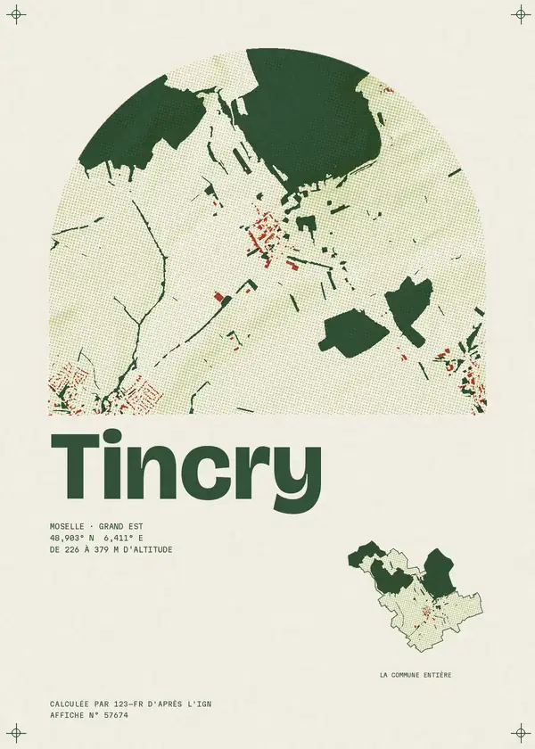 Affiche de Tincry, calculée par 123-fr d'après l'IGN
