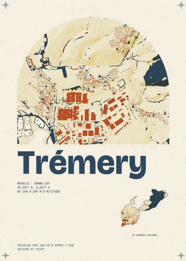 Affiche de Trémery, calculée par 123-fr d'après l'IGN