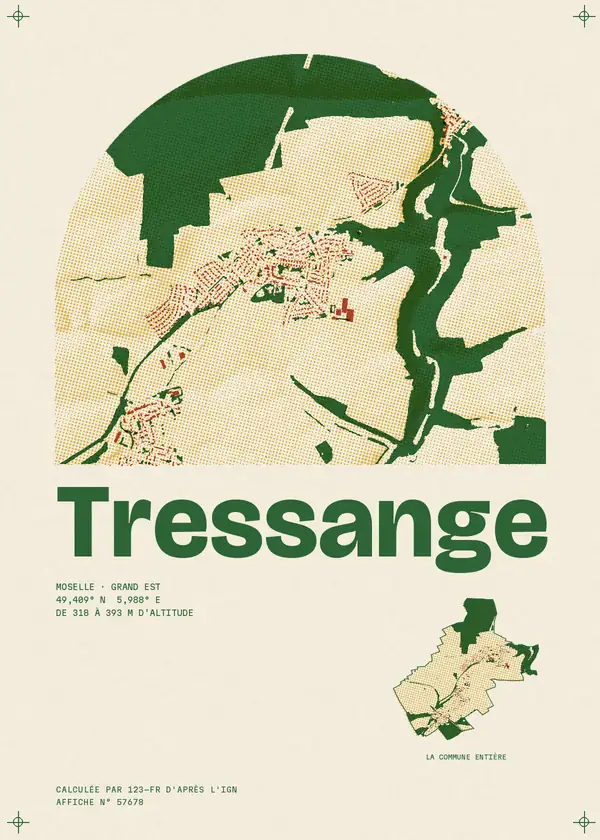 Affiche de Tressange, calculée par 123-fr d'après l'IGN