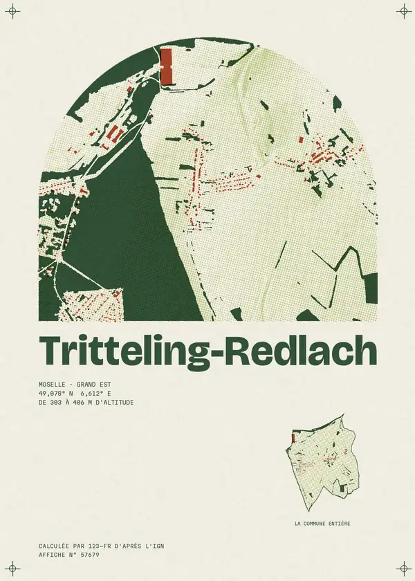 Affiche de Tritteling-Redlach, calculée par 123-fr d'après l'IGN
