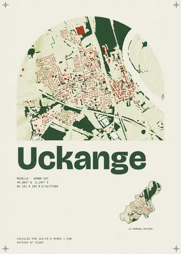 Affiche de Uckange, calculée par 123-fr d'après l'IGN