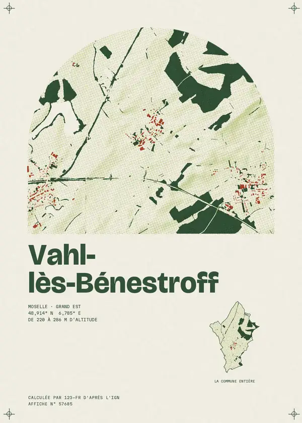 Affiche de Vahl-lès-Bénestroff, calculée par 123-fr d'après l'IGN