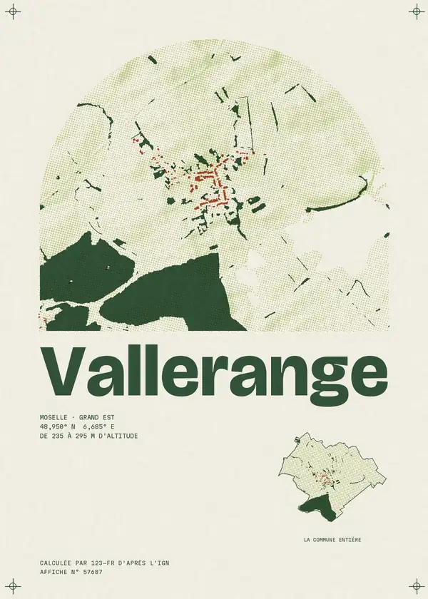 Affiche de Vallerange, calculée par 123-fr d'après l'IGN