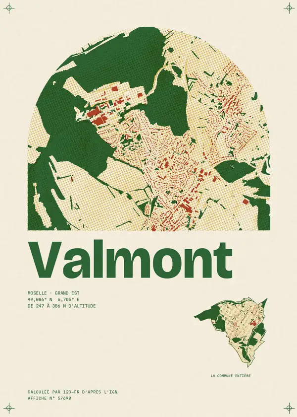 Affiche de Valmont, calculée par 123-fr d'après l'IGN