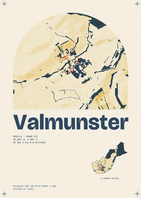 Affiche de Valmunster, calculée par 123-fr d'après l'IGN
