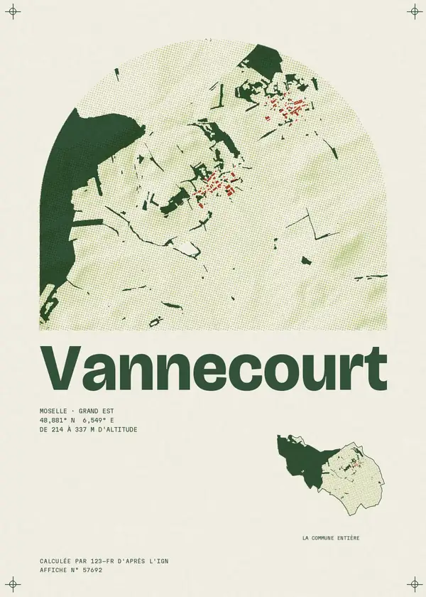 Affiche de Vannecourt, calculée par 123-fr d'après l'IGN