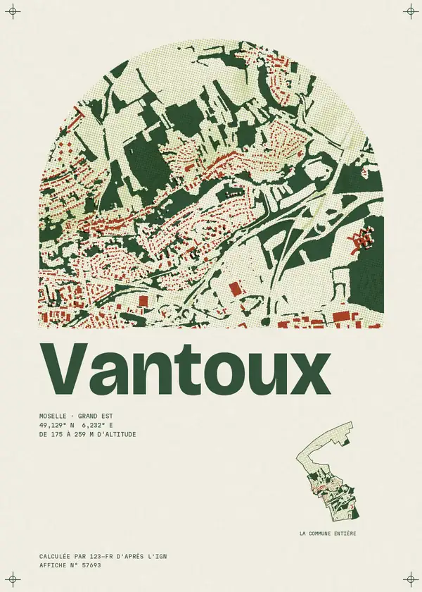 Affiche de Vantoux, calculée par 123-fr d'après l'IGN
