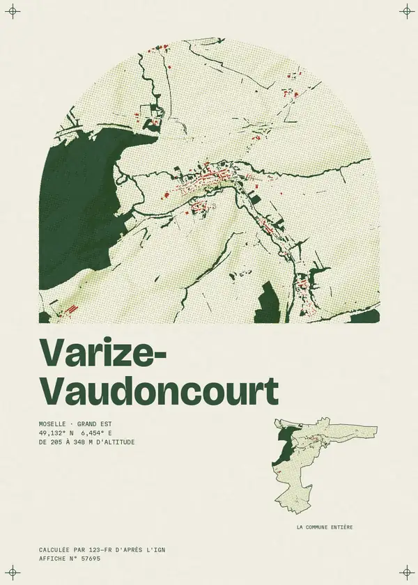 Affiche de Varize-Vaudoncourt, calculée par 123-fr d'après l'IGN