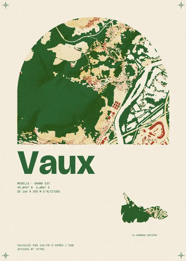 Affiche de Vaux, calculée par 123-fr d'après l'IGN