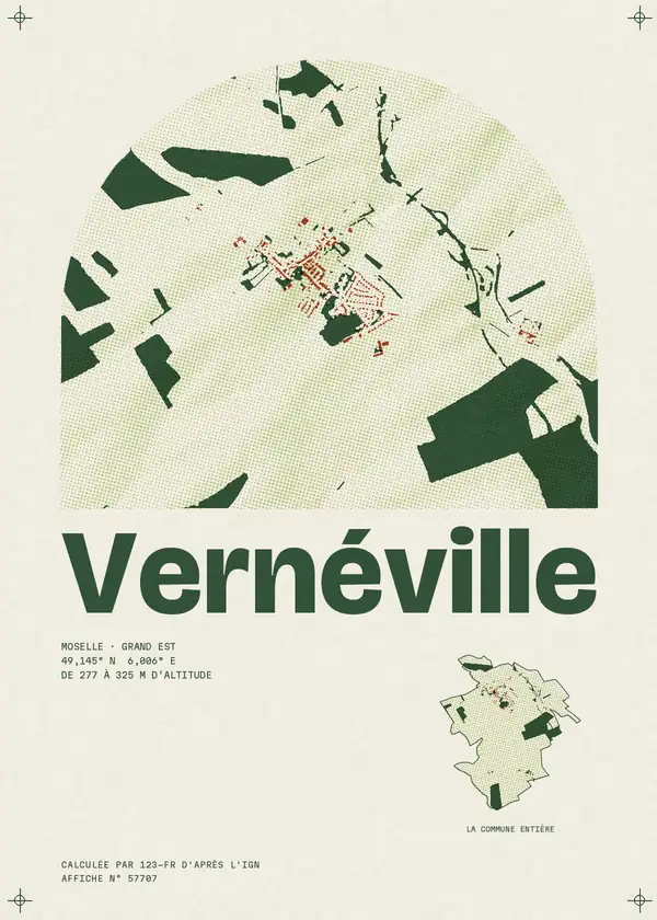 Affiche de Vernéville, calculée par 123-fr d'après l'IGN