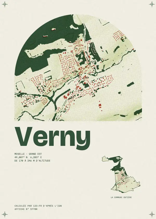 Affiche de Verny, calculée par 123-fr d'après l'IGN