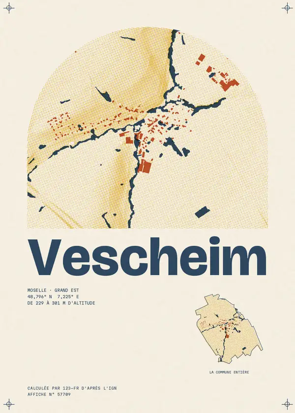 Affiche de Vescheim, calculée par 123-fr d'après l'IGN