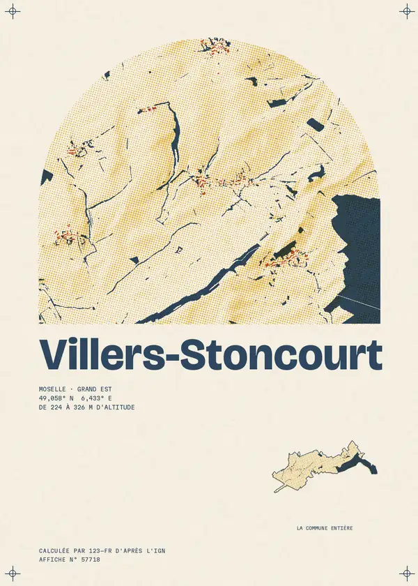 Affiche de Villers-Stoncourt, calculée d'après l'IGN