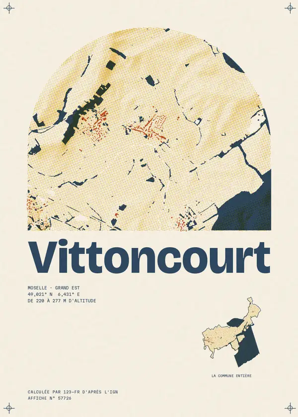 Affiche de Vittoncourt, calculée par 123-fr d'après l'IGN