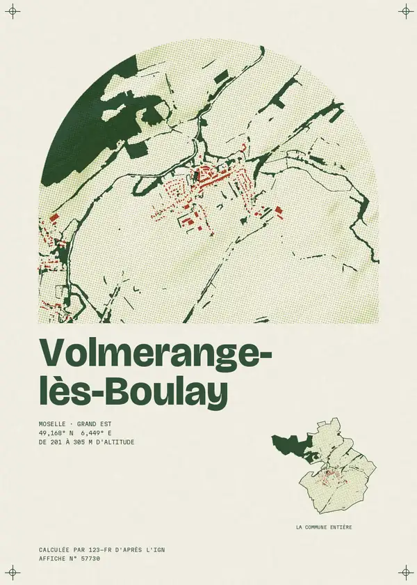 Affiche de Volmerange-lès-Boulay, calculée par 123-fr d'après l'IGN