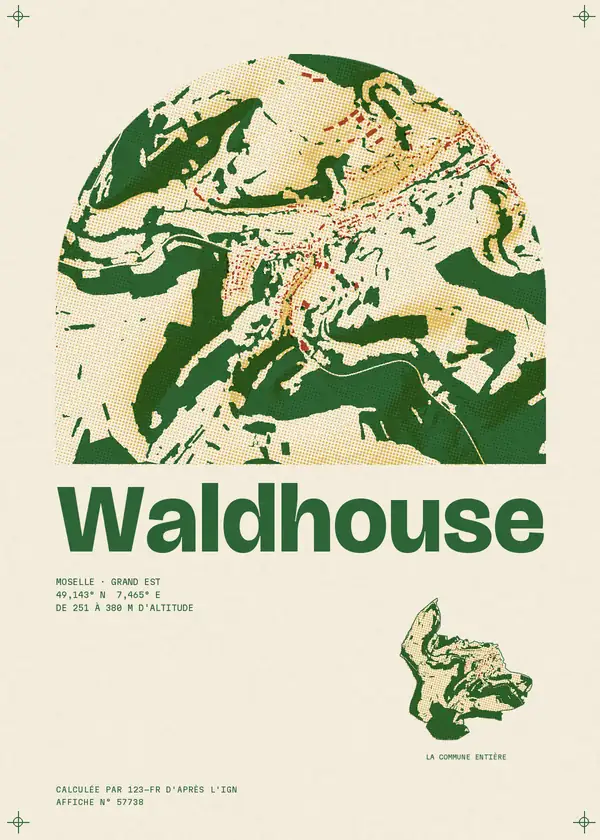 Affiche de Waldhouse, calculée par 123-fr d'après l'IGN