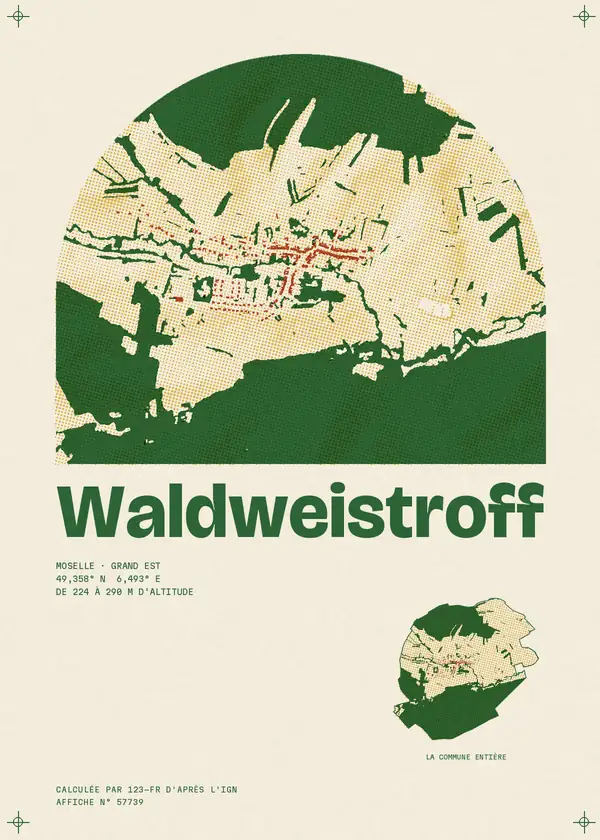 Affiche de Waldweistroff, calculée par 123-fr d'après l'IGN