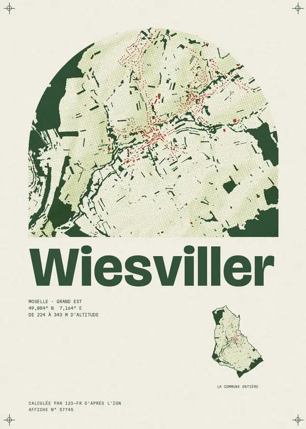Affiche de Wiesviller, calculée par 123-fr d'après l'IGN