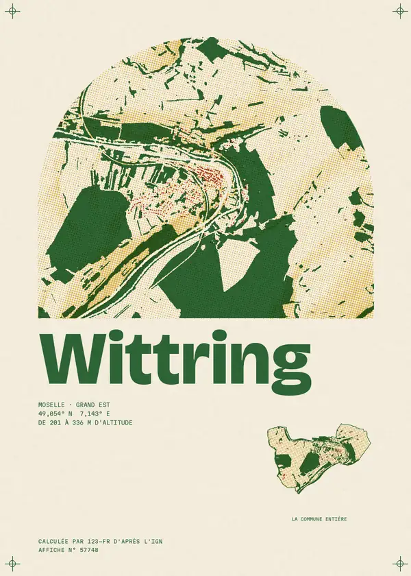 Affiche de Wittring, calculée par 123-fr d'après l'IGN