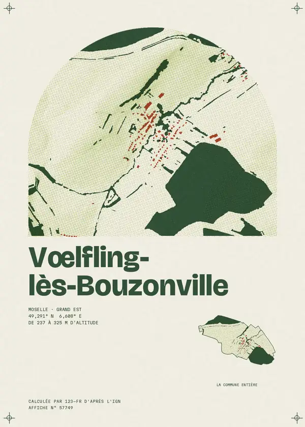 Affiche de Vœlfling-lès-Bouzonville, calculée par 123-fr d'après l'IGN