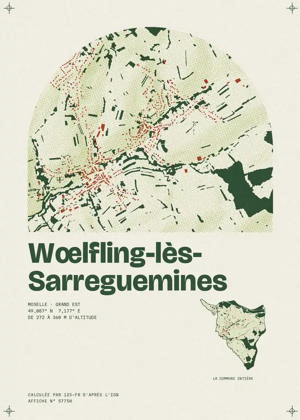 Affiche de Wœlfling-lès-Sarreguemines, calculée par 123-fr d'après l'IGN