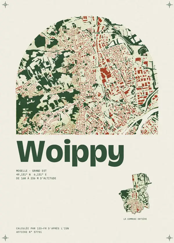 Affiche de Woippy, calculée par 123-fr d'après l'IGN