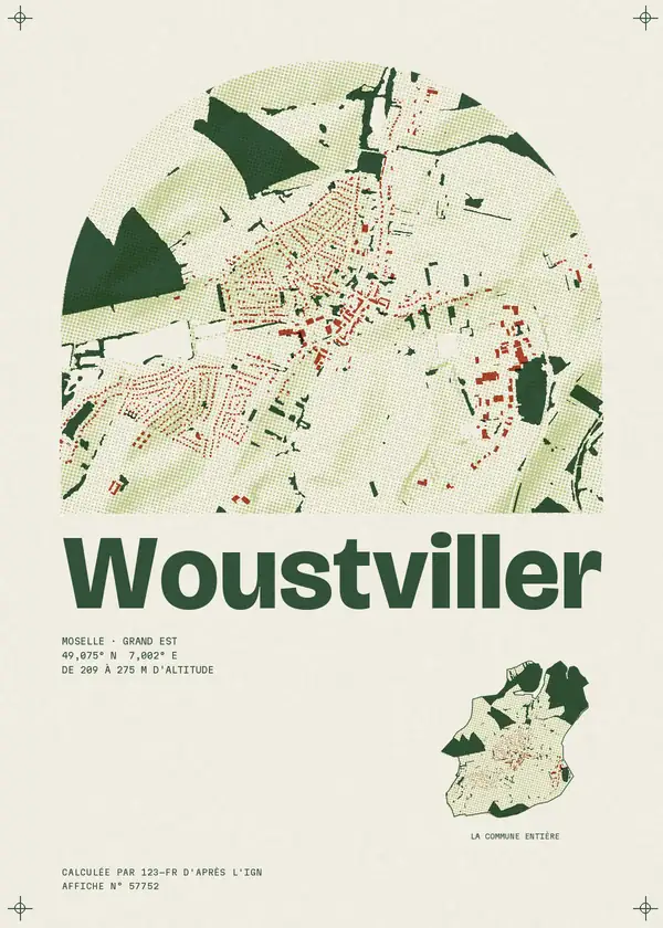 Affiche de Woustviller, calculée par 123-fr d'après l'IGN