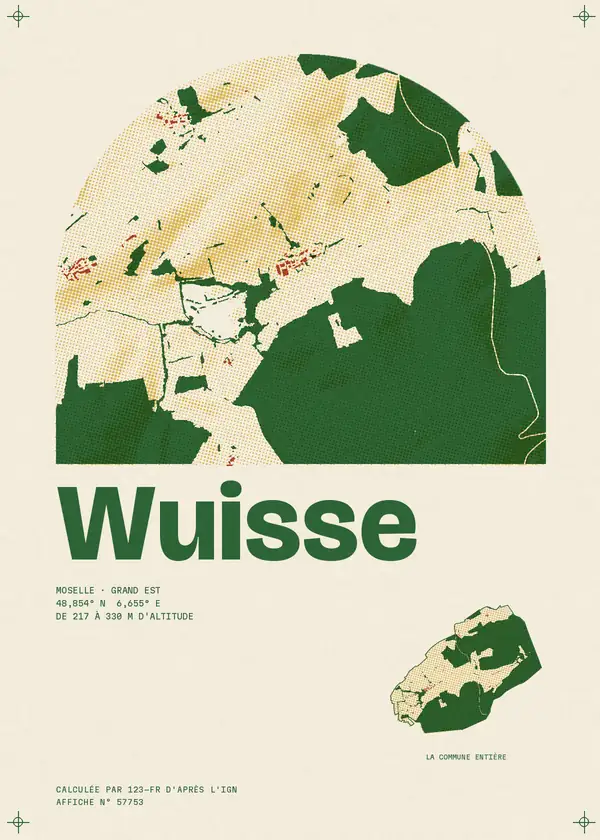 Affiche de Wuisse, calculée par 123-fr d'après l'IGN