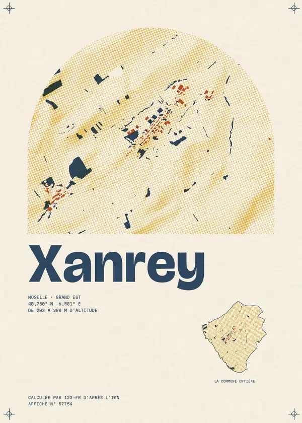 Affiche de Xanrey, calculée par 123-fr d'après l'IGN