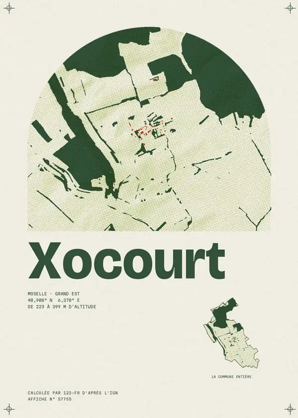 Affiche de Xocourt, calculée par 123-fr d'après l'IGN