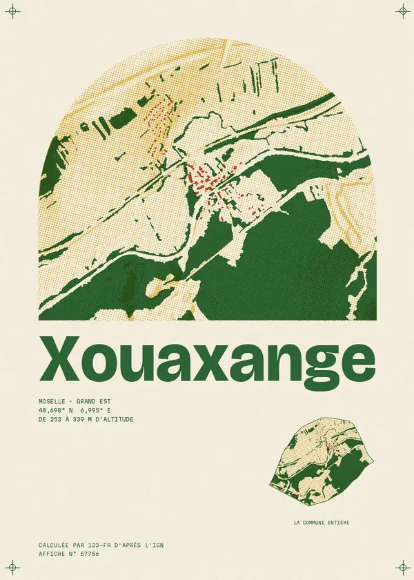 Affiche de Xouaxange, calculée par 123-fr d'après l'IGN