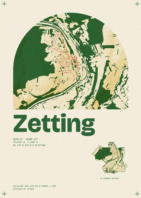 Affiche de Zetting, calculée par 123-fr d'après l'IGN
