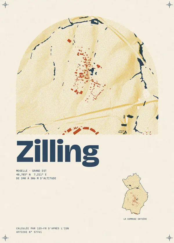 Affiche de Zilling, calculée par 123-fr d'après l'IGN