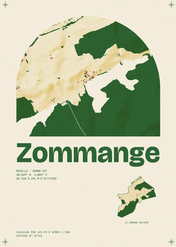 Affiche de Zommange, calculée par 123-fr d'après l'IGN
