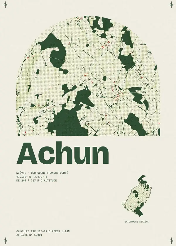 Affiche de Achun, calculée par 123-fr d'après l'IGN