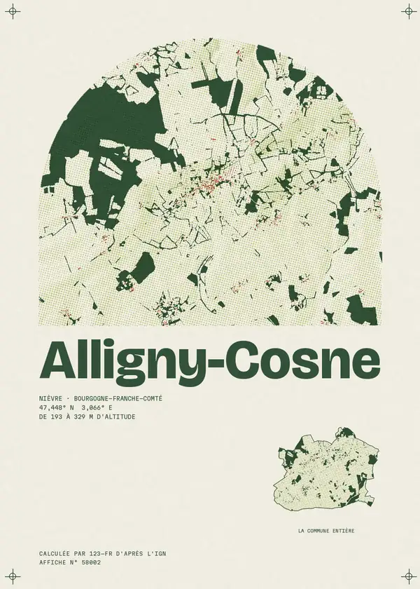 Affiche de Alligny-Cosne, calculée par 123-fr d'après l'IGN