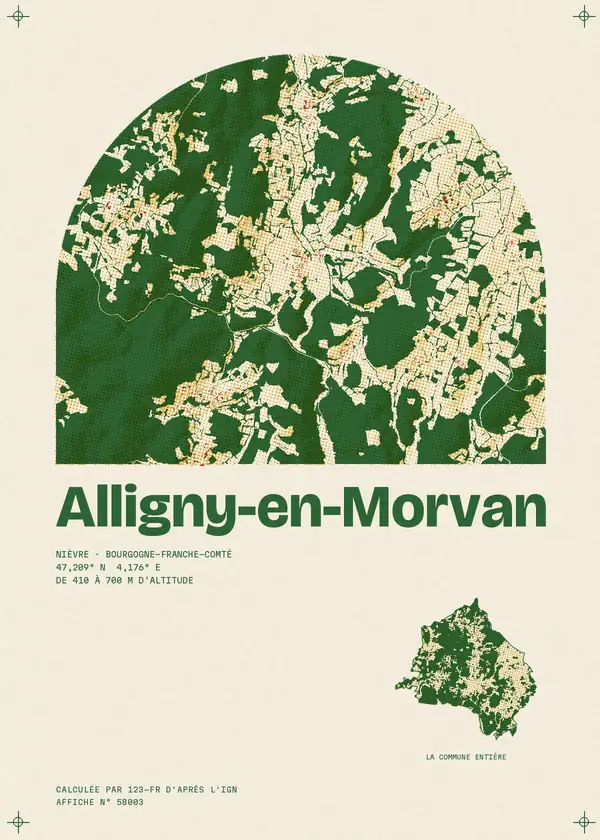 Affiche de Alligny-en-Morvan, calculée par 123-fr d'après l'IGN
