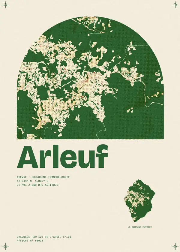 Affiche de Arleuf, calculée par 123-fr d'après l'IGN