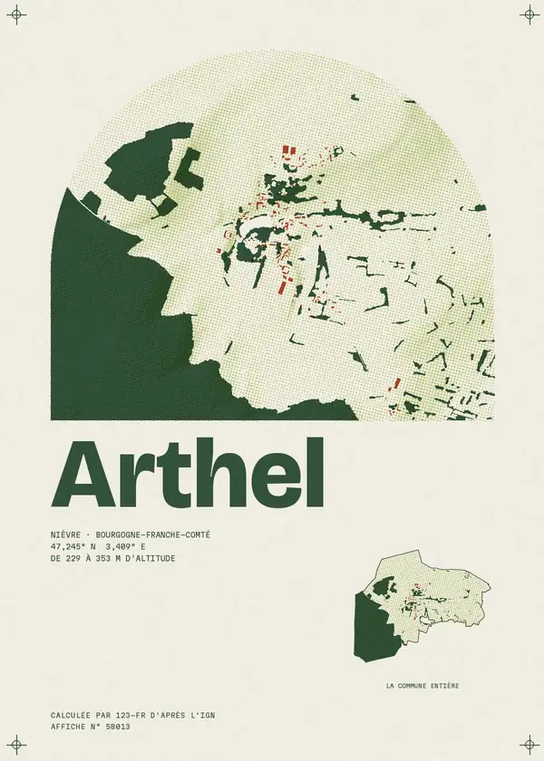 Affiche de Arthel, calculée par 123-fr d'après l'IGN