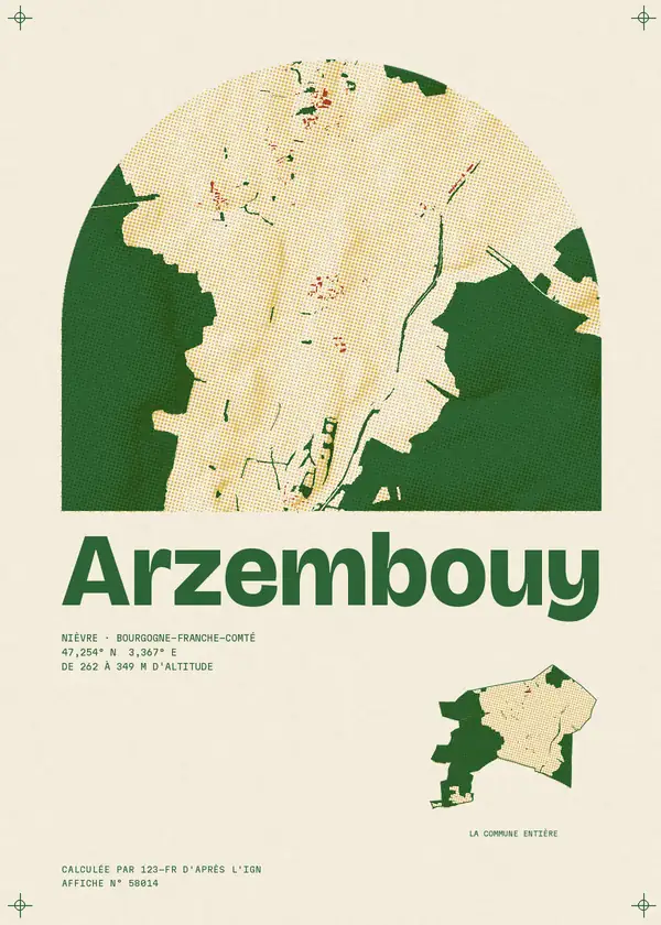 Affiche de Arzembouy, calculée par 123-fr d'après l'IGN